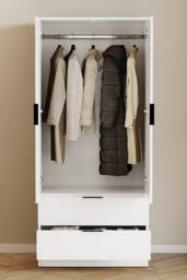 Home Discount Vida Designs Trega 2 Door 2 Drawer Wardrobe Clothes Hanging Rail MDF in White - thumbnail 6
