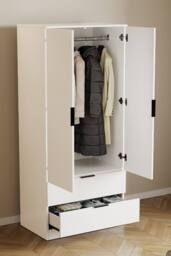Home Discount Vida Designs Trega 2 Door 2 Drawer Wardrobe Clothes Hanging Rail MDF in White - thumbnail 8