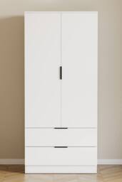 Home Discount Vida Designs Trega 2 Door 2 Drawer Wardrobe Clothes Hanging Rail MDF in White - thumbnail 7