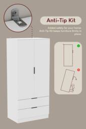 Home Discount Vida Designs Trega 2 Door 2 Drawer Wardrobe Clothes Hanging Rail MDF in White - thumbnail 5