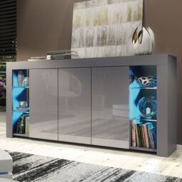 Creative Furniture Eden Sideboard 164cm - A Sophisticated & Spacious Cabinet with Gloss Doors & LED Lights in Dark Grey - thumbnail 5