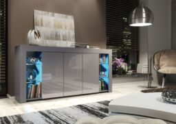 Creative Furniture Eden Sideboard 164cm - A Sophisticated & Spacious Cabinet with Gloss Doors & LED Lights in Dark Grey - thumbnail 2
