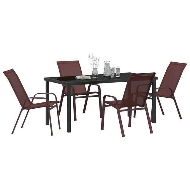 Berkfield Home Modern 5 Piece Garden Dining Set Brown Textilene & Steel - image 1