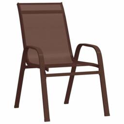 Berkfield Home Modern 5 Piece Garden Dining Set Brown Textilene & Steel - thumbnail 6