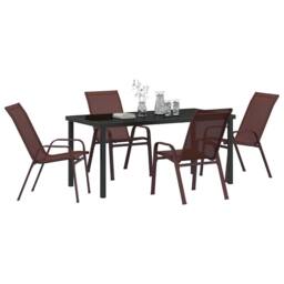 Berkfield Home Modern 5 Piece Garden Dining Set Brown Textilene & Steel