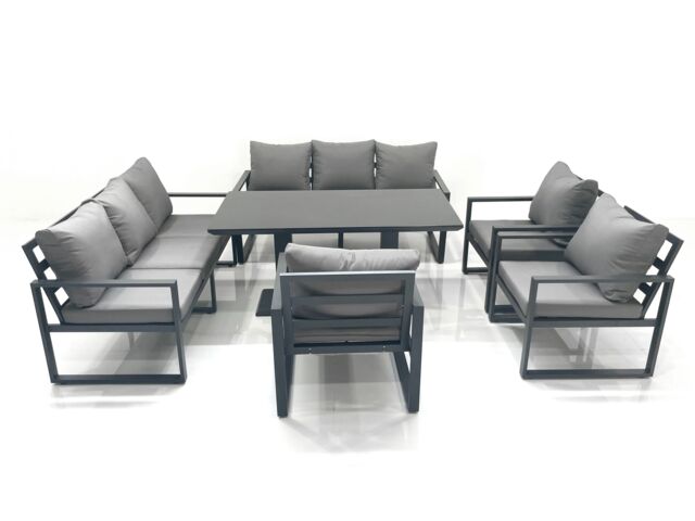 Fimous Garden Sofa Set Aluminium Furniture Rising Dining Tabe Set with 3 Chair Dark Grey - image 1