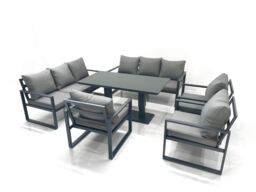Fimous Garden Sofa Set Aluminium Furniture Rising Dining Tabe Set with 3 Chair Dark Grey - thumbnail 2