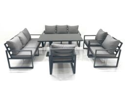 Fimous Garden Sofa Set Aluminium Furniture Rising Dining Tabe Set with 3 Chair Dark Grey - thumbnail 1