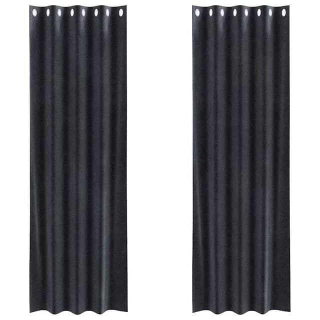 Berkfield Home Blackout Curtains with Eyelets 2 pcs Dark Grey Velvet - image 1