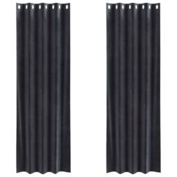 Berkfield Home Blackout Curtains with Eyelets 2 pcs Dark Grey Velvet - thumbnail 1