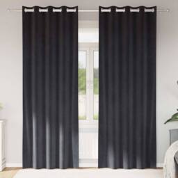 Berkfield Home Blackout Curtains with Eyelets 2 pcs Dark Grey Velvet - thumbnail 2