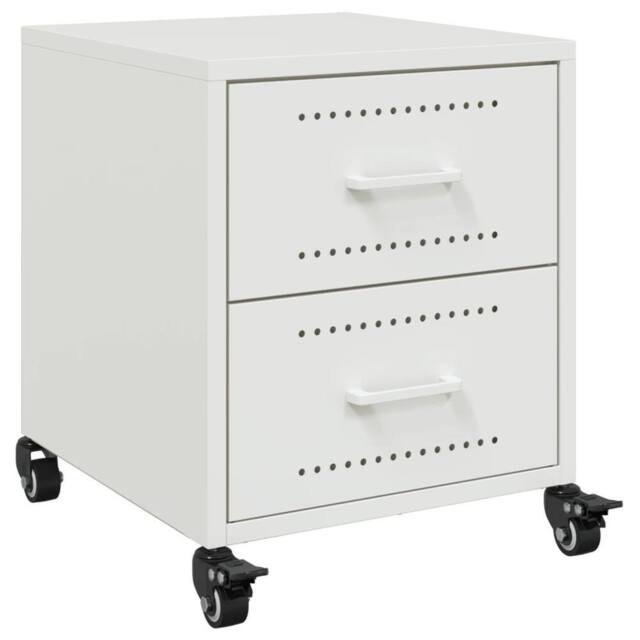 Berkfield Home Bedside Cabinet White 36x39x43.5 cm Steel - image 1