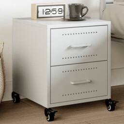 Berkfield Home Bedside Cabinet White 36x39x43.5 cm Steel - thumbnail 2
