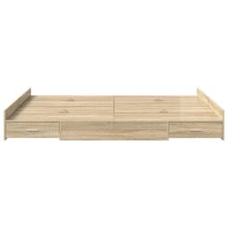 Berkfield Home Storage Bed Frame with Drawer Sonoma oak 140 x 190 cm Melamine in Brown - thumbnail 5