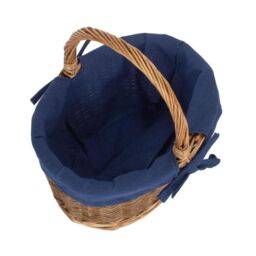 Red Hamper Wicker Set of Two Country Oval Shopping Baskets in Dark Blue - thumbnail 2