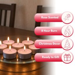 Marco Paul 10 Pack Rose Scented Candle Tealights in Baby Pink - thumbnail 4