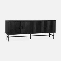 sweeek 157.5cm Tv Unit Wooden Effect 4 Doors in Black - thumbnail 2