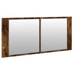 Berkfield Home LED Bathroom Mirror Cabinet Smoked Oak 100x12x45 cm in Brown - Size: 100 x 12 x 45 cm - thumbnail 6