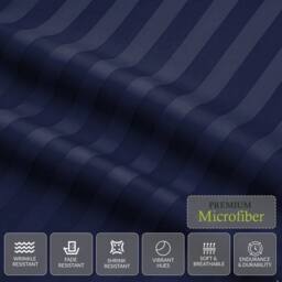 Grace Premium 2 Pack Embossed Stripes Double Duvet Cover Sets in Navy - Size: Super King - thumbnail 7