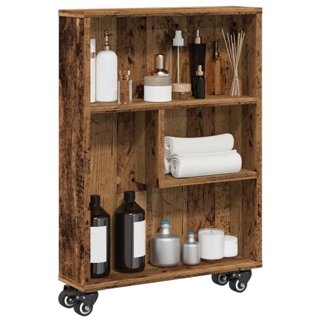 Berkfield Home Narrow Storage Trolley Old Wood 48x13x68 cm Engineered Wood in Brown - Size: 48 x 13 x 68 cm - image 1