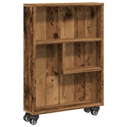 Berkfield Home Narrow Storage Trolley Old Wood 48x13x68 cm Engineered Wood in Brown - Size: 48 x 13 x 68 cm - thumbnail 2