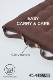Homescapes 6 Pack Seat Pads Luxury 100% Cotton Indoor Outdoor Garden Cushion, 40cm in Brown - Size: 40 cm x 40 cm - thumbnail 6