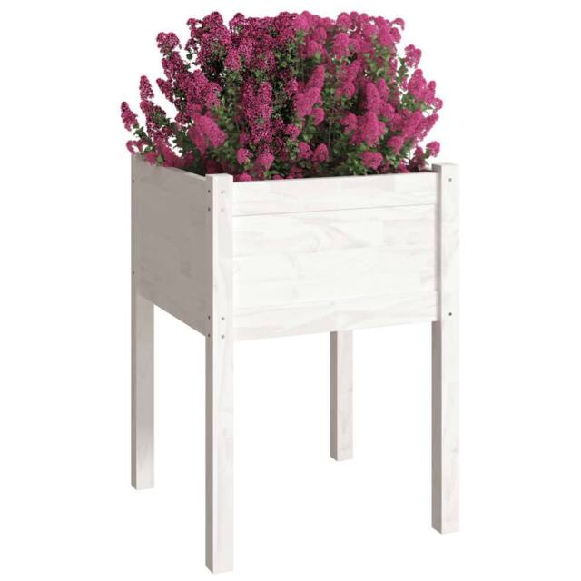 Berkfield Home Garden Planters 2 pcs White 50x50x70 cm Solid Pinewood - Size: 50 x 50 x 70 cm - image 1