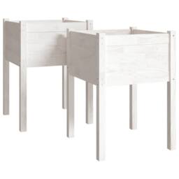 Berkfield Home Garden Planters 2 pcs White 50x50x70 cm Solid Pinewood - Size: 50 x 50 x 70 cm - thumbnail 3