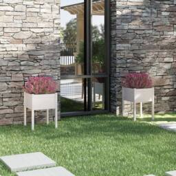Berkfield Home Garden Planters 2 pcs White 50x50x70 cm Solid Pinewood - Size: 50 x 50 x 70 cm - thumbnail 2