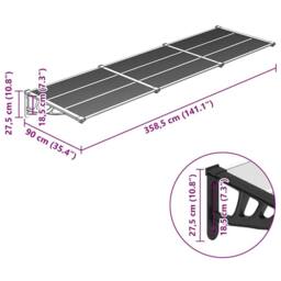 Berkfield Home Durable Door Canopy Black & Transparent 358.5x90 cm Polycarbonate in Clear - thumbnail 6