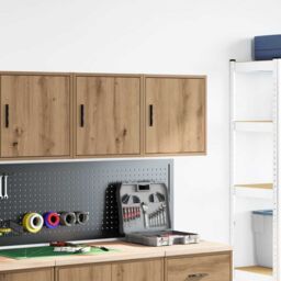 Berkfield Home Garage Wall Cabinets 2 pcs Artisan Oak Engineered Wood in Brown - thumbnail 3