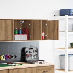 Berkfield Home Garage Wall Cabinets 2 pcs Artisan Oak Engineered Wood in Brown - thumbnail 2
