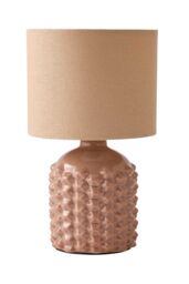 ValueLights Asha Ceramic Pink Geometric Table Lamp with Drum Lamp Shade & LED Bulb in Natural - thumbnail 6