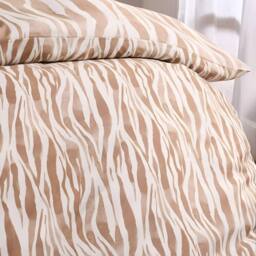 OHS Watercolour Zebra Print Microfibre Duvet Cover Bedding Set in Tan - Size: Super King - thumbnail 4