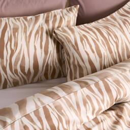 OHS Watercolour Zebra Print Microfibre Duvet Cover Bedding Set in Tan - Size: Super King - thumbnail 5