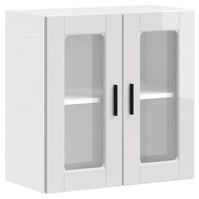 Berkfield Home Kitchen Wall Cabinet with Glass Door Porto High Gloss White - image 1