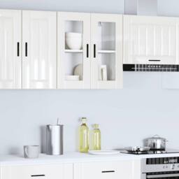 Berkfield Home Kitchen Wall Cabinet with Glass Door Porto High Gloss White - thumbnail 3