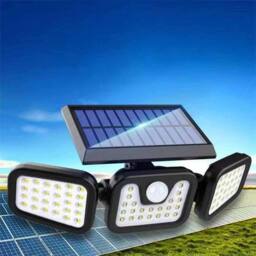 FLAVORA 74 LED 3-Head Solar Security Light in Black - thumbnail 3