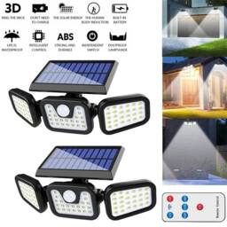 FLAVORA 74 LED 3-Head Solar Security Light in Black - thumbnail 5