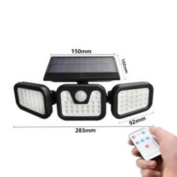 FLAVORA 74 LED 3-Head Solar Security Light in Black - thumbnail 2