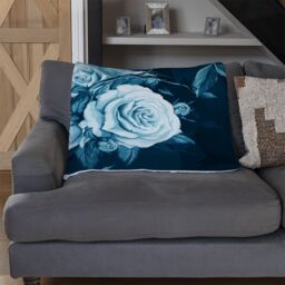 Benjamin Tate Design Winter Blue Roses Blanket in Natural - Size: 120 cm x 150 cm - thumbnail 2