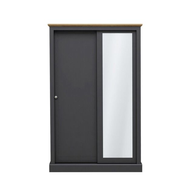 Lemon Pavilion Furniture Devon 2 Door Sliding Wardrobe - L57.7 x W113.8 x H181.6 cm - Charcoal in Black - Size: 1 Pack - image 1
