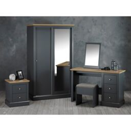 Lemon Pavilion Furniture Devon 2 Door Sliding Wardrobe - L57.7 x W113.8 x H181.6 cm - Charcoal in Black - Size: 1 Pack - thumbnail 3
