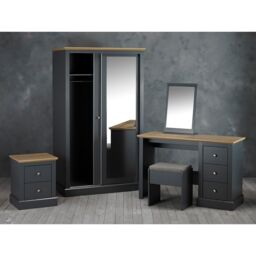 Lemon Pavilion Furniture Devon 2 Door Sliding Wardrobe - L57.7 x W113.8 x H181.6 cm - Charcoal in Black - Size: 1 Pack - thumbnail 4