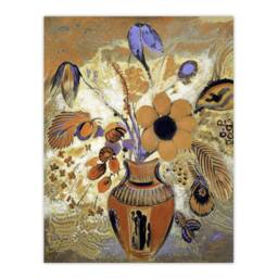 Artery8 Odilon Redon Framed Wall Art Print Etruscan Vase with Flowers in Brown - Size: A4 - thumbnail 3
