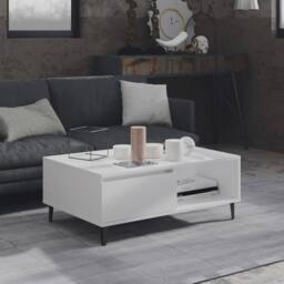 Berkfield Home Modern Coffee Table White 90x60x35 cm Engineered Wood - Size: 90 x 60 x 35 cm - thumbnail 2