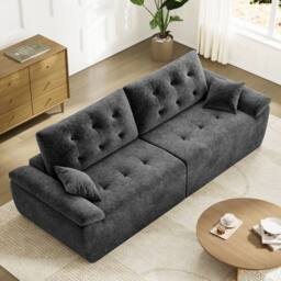 Dprodo 275CM Chenille 4 Seater Sofa, Deep Cushioned Modular Sectional Couches in Grey - Size: 2 Pack - thumbnail 7