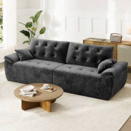 Dprodo 275CM Chenille 4 Seater Sofa, Deep Cushioned Modular Sectional Couches in Grey - Size: 2 Pack - thumbnail 1