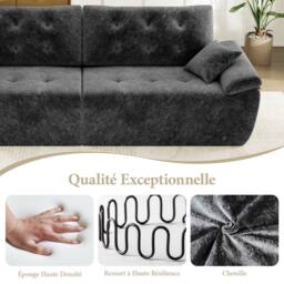 Dprodo 275CM Chenille 4 Seater Sofa, Deep Cushioned Modular Sectional Couches in Grey - Size: 2 Pack - thumbnail 4