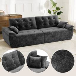 Dprodo 275CM Chenille 4 Seater Sofa, Deep Cushioned Modular Sectional Couches in Grey - Size: 2 Pack - thumbnail 3